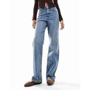 ASOS DESIGN Jeans Womens 25x36 Tall Light Blue Mid Rise 90s Straight Denim Long